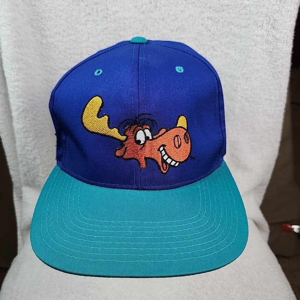 VTG American Needle Rocky & Bullwinkle Snapback Hat Blue Embroidered 1993 Cap